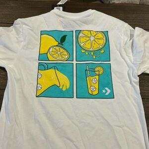 Converse White Tee with Lemon and Teal Logo